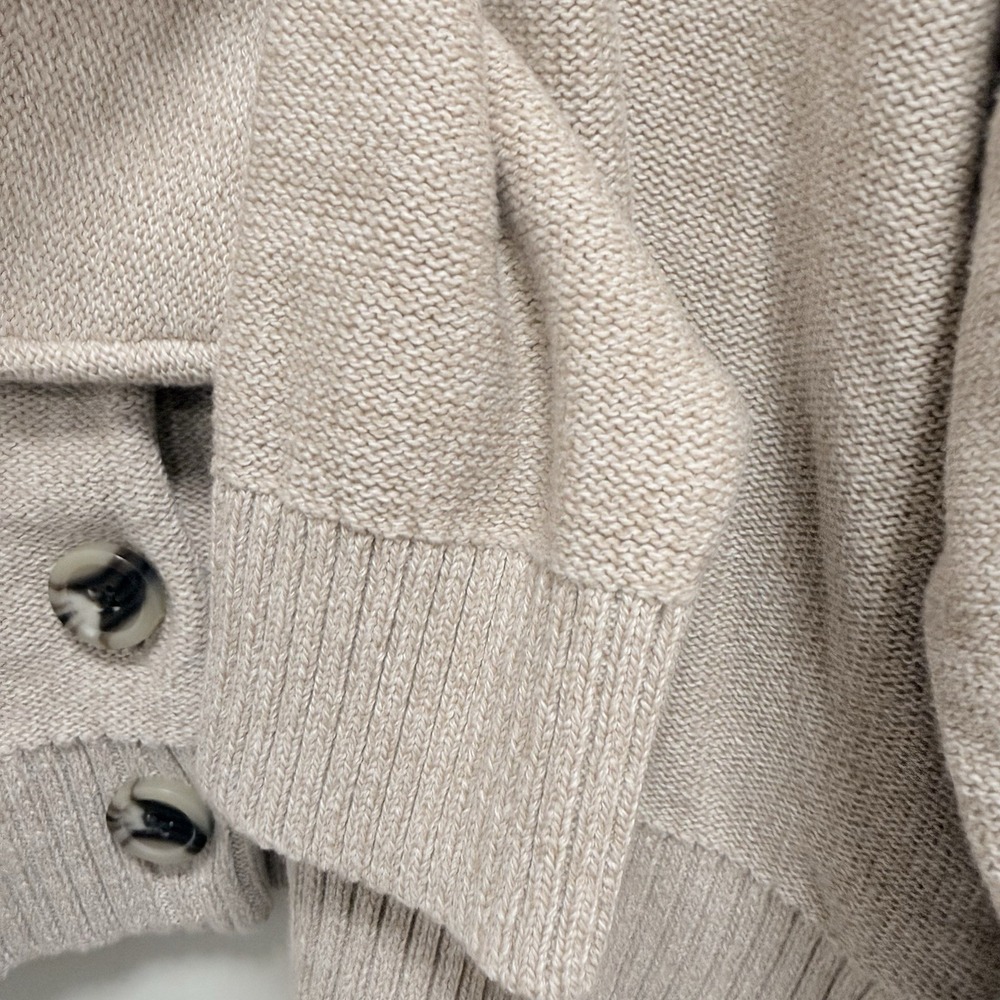 Quince 100% Organic Cotton Cropped Cardigan speckled beige/oatmeal color L - Picture 5 of 10